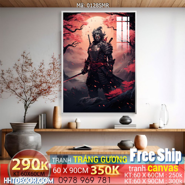 Mẫu tranh Samurai đẹp decor trang trí tường