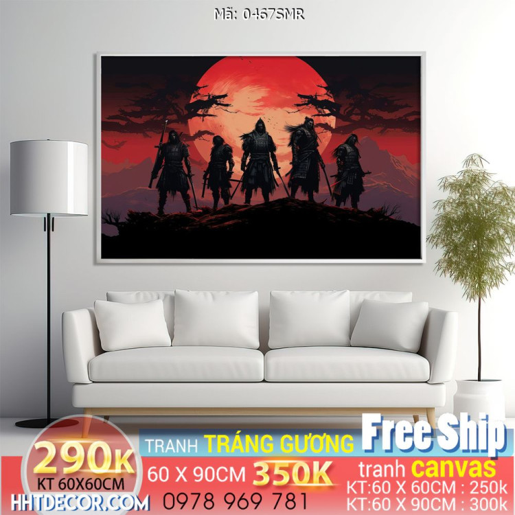 Mẫu tranh Samurai đẹp decor trang trí tường