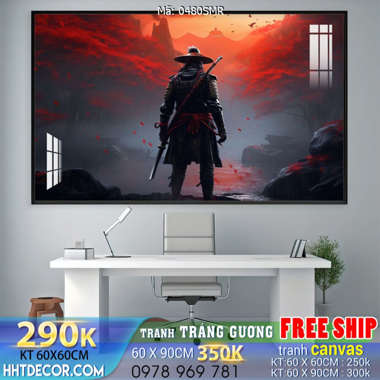 Mẫu tranh Samurai đẹp decor trang trí tường