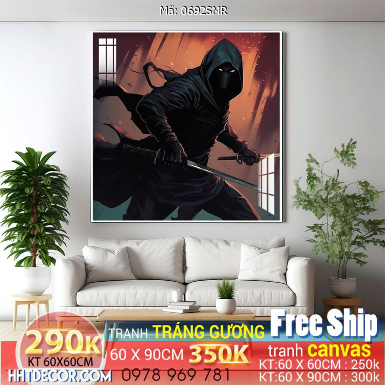 Mẫu tranh Samurai đẹp decor trang trí tường