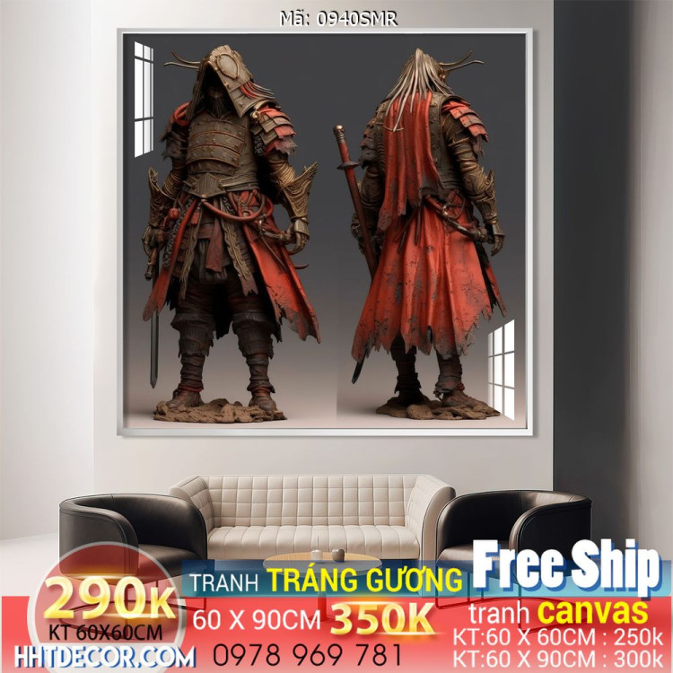 Mẫu tranh chiền binh Samurai décor trang trí tường đẹp độc đáo