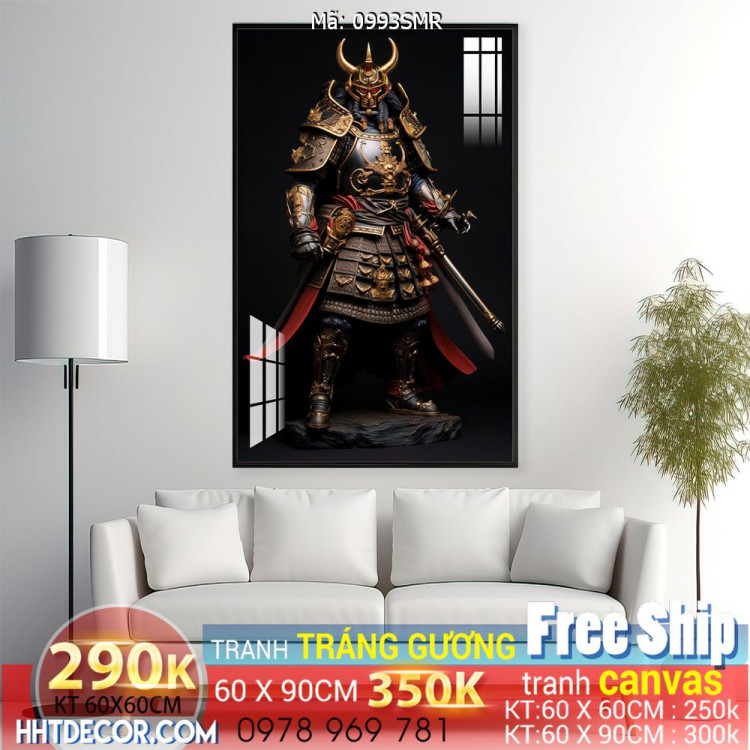 Mẫu tranh Samurai đẹp decor trang trí tường