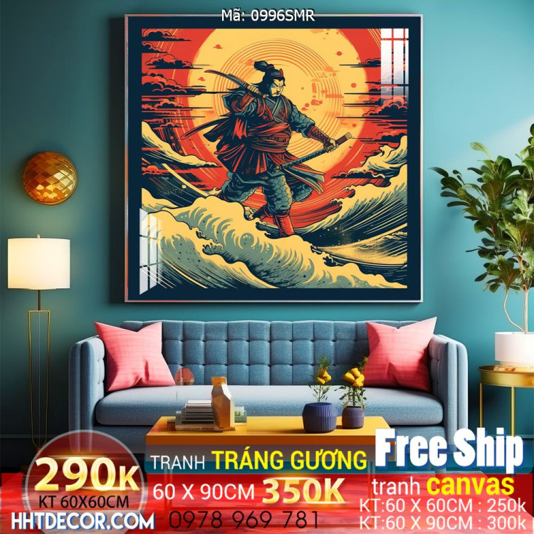 Mẫu tranh chiền binh Samurai décor trang trí tường đẹp độc đáo