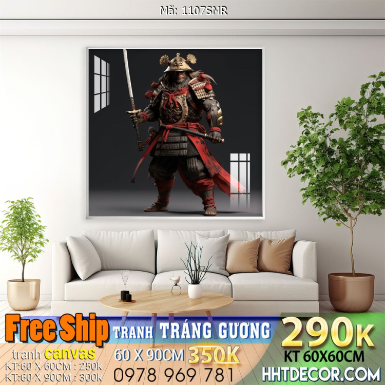 Mẫu tranh Samurai đẹp decor trang trí tường