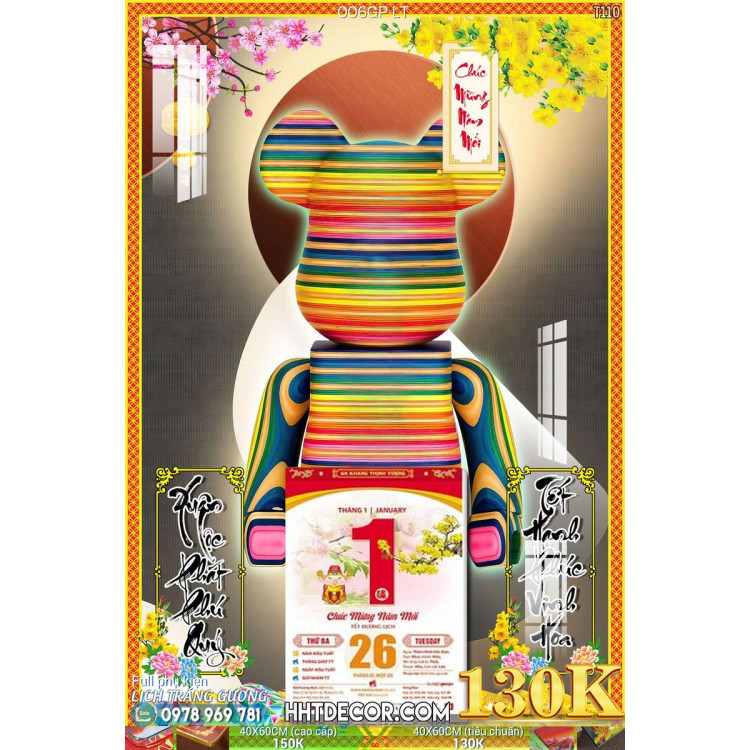 Lịch tết tranh Kawas gấu Bearbrick, Phi hành gia-006GP LT