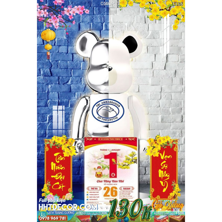 Lịch tết tranh Kawas gấu Bearbrick, Phi hành gia-014GP LT