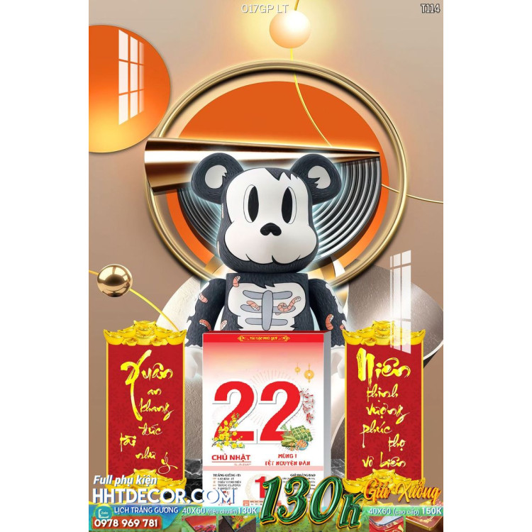 Lịch tết tranh Kawas gấu Bearbrick, Phi hành gia-017GP LT