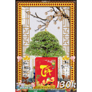 Lịch tết tranh bonsai, Mai Đào tết-018BS LT