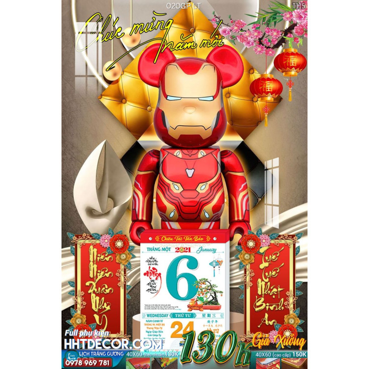 Lịch tết tranh Kawas gấu Bearbrick, Phi hành gia-020GP LT