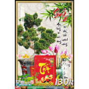 Lịch tết tranh bonsai, Mai Đào tết-031BS LT