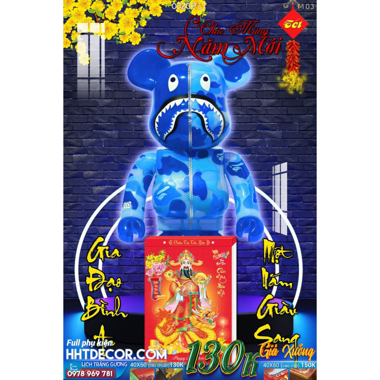 Lịch tết tranh Kawas gấu Bearbrick, Phi hành gia-032GP LT