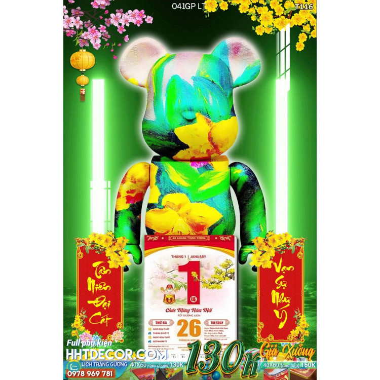 Lịch tết tranh Kawas gấu Bearbrick, Phi hành gia-041GP LT