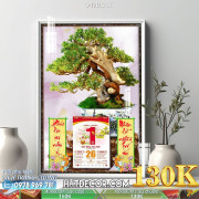 Lịch tết tranh bonsai, Mai Đào tết-042BS LT