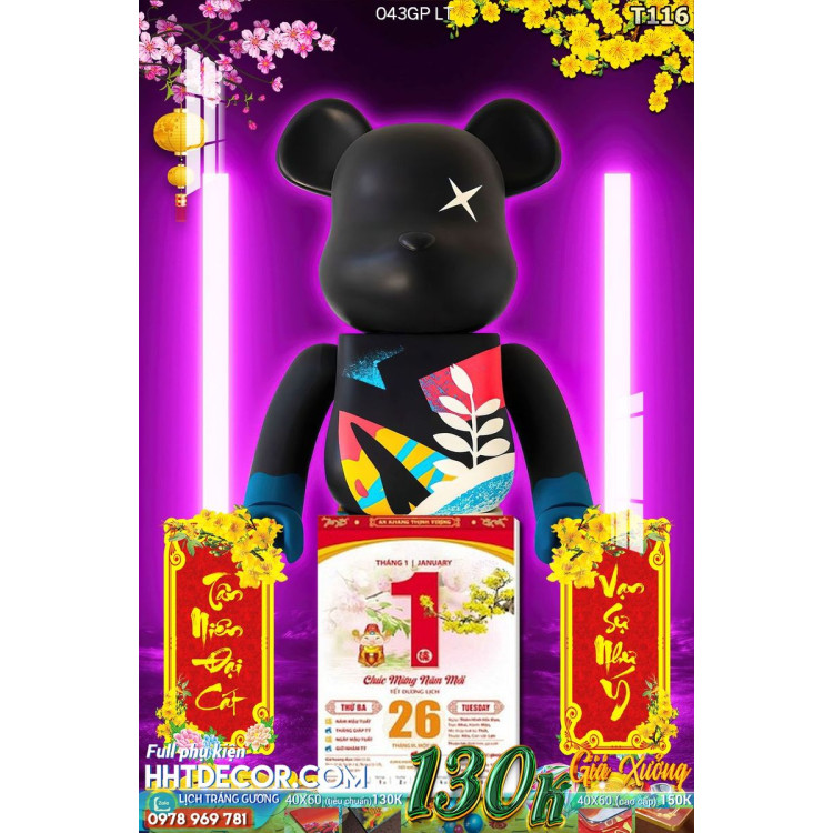 Lịch tết tranh Kawas gấu Bearbrick, Phi hành gia-043GP LT