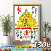Lịch tết tranh bonsai, Mai Đào tết-051BS LT