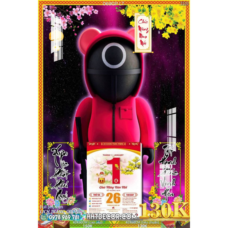 Lịch tết tranh Kawas gấu Bearbrick, Phi hành gia-069GP LT