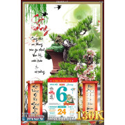 Lịch tết tranh bonsai, Mai Đào tết-084BS LT