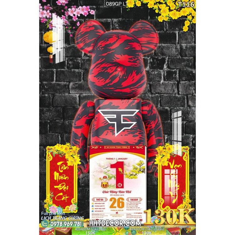 Lịch tết tranh Kawas gấu Bearbrick, Phi hành gia-089GP LT