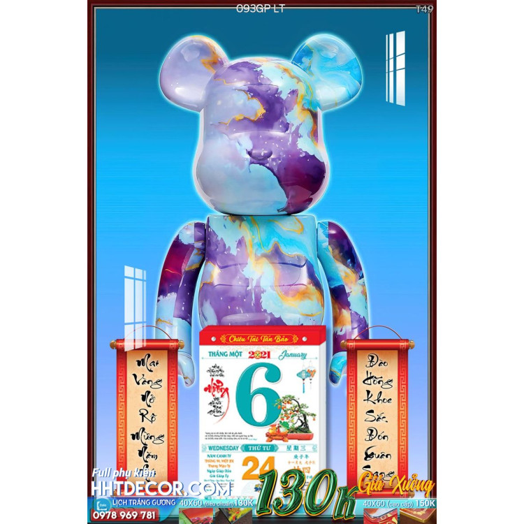 Lịch tết tranh Kawas gấu Bearbrick, Phi hành gia-093GP LT