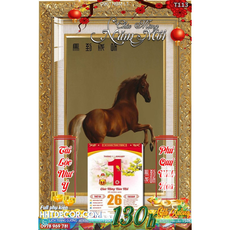 Lịch tết tranh ngựa bát mã-096TNBM LT