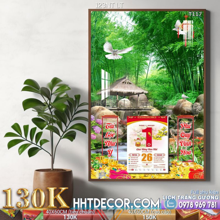 Lịch tết tranh phong cảnh decor-123NT LT