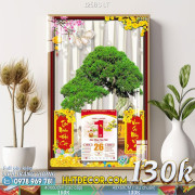 Lịch tết tranh bonsai, Mai Đào tết-125BS LT