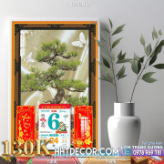 Lịch tết tranh bonsai, Mai Đào tết-132BS LT