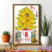 Lịch tết tranh bonsai, Mai Đào tết-140BS LT