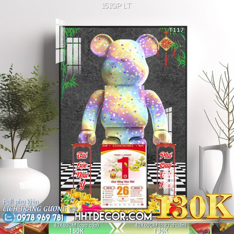 Lịch tết tranh Kawas gấu Bearbrick, Phi hành gia-151GP LT