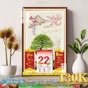 Lịch tết tranh bonsai, Mai Đào tết-159BS LT