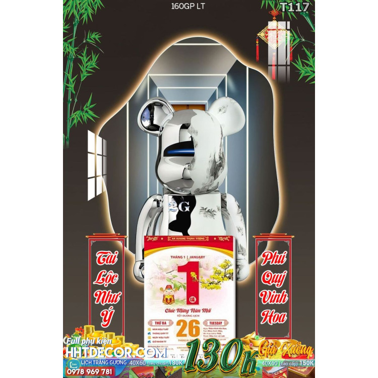 Lịch tết tranh Kawas gấu Bearbrick, Phi hành gia-160GP LT