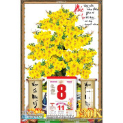 Lịch tết tranh bonsai, Mai Đào tết-171BS LT