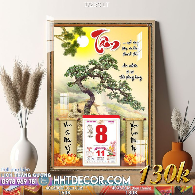 Lịch tết tranh bonsai, Mai Đào tết-172BS LT