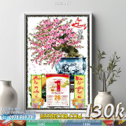Lịch tết tranh bonsai, Mai Đào tết-183BS LT