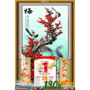 Lịch tết tranh bonsai, Mai Đào tết-184MD LT