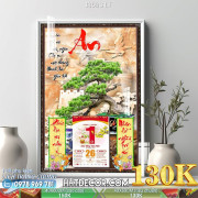 Lịch tết tranh bonsai, Mai Đào tết-186BS LT