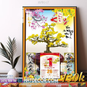 Lịch tết tranh bonsai, Mai Đào tết-187BS LT