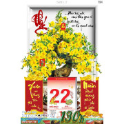 Lịch tết tranh bonsai, Mai Đào tết-192BS LT