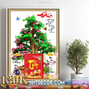 Lịch tết tranh bonsai, Mai Đào tết-194BS LT