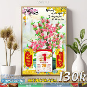 Lịch tết tranh bonsai, Mai Đào tết-202BS LT