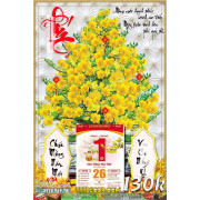 Lịch tết tranh bonsai, Mai Đào tết-204BS LT