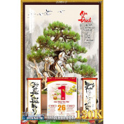 Lịch tết tranh bonsai, Mai Đào tết-205BS LT