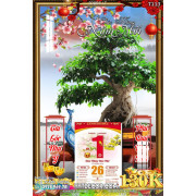 Lịch tết tranh bonsai, Mai Đào tết-208BS LT