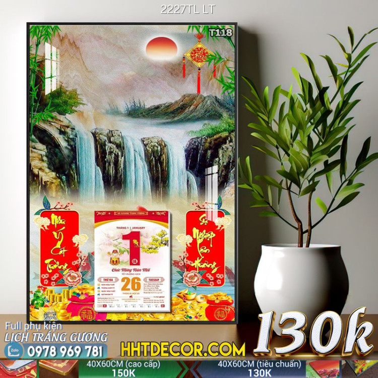 Lịch tết tranh lụa 3d canvas-2227TL LT