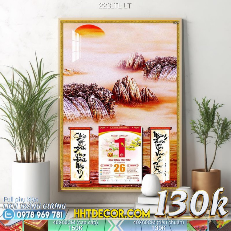 Lịch tết tranh lụa 3d canvas-2231TL LT