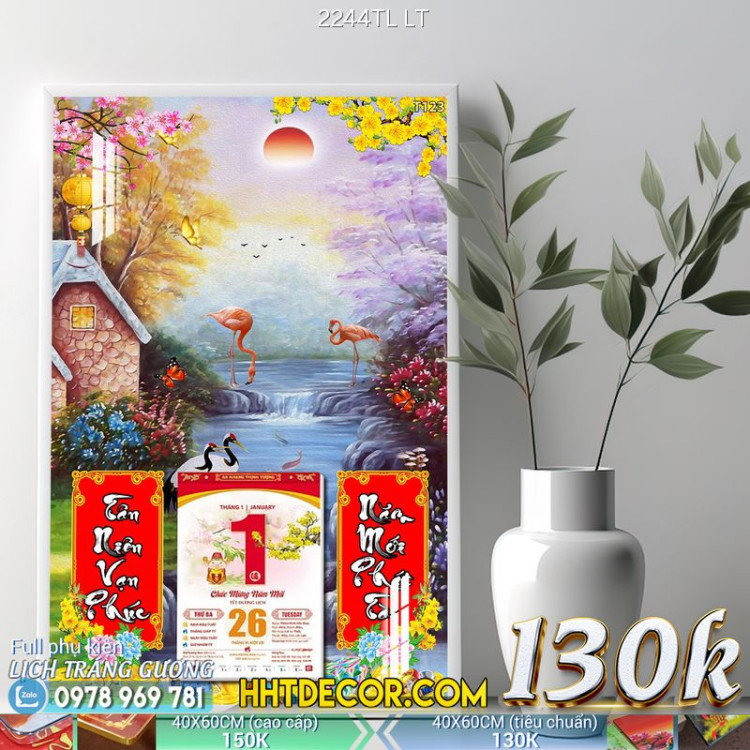 Lịch tết tranh lụa 3d canvas-2244TL LT