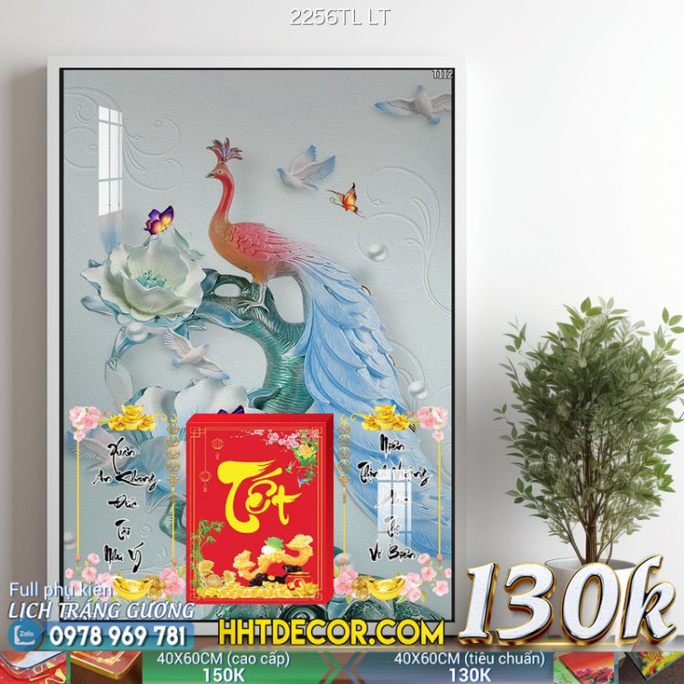 Lịch tết tranh lụa 3d canvas-2256TL LT