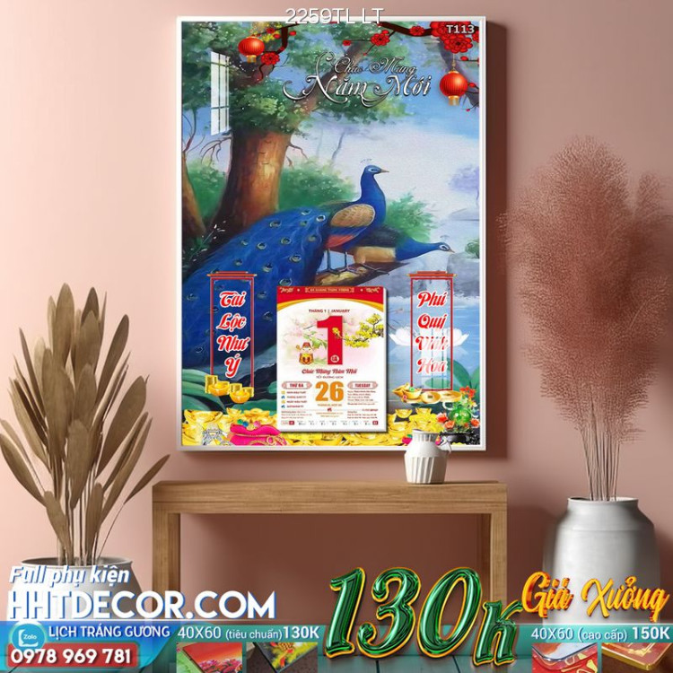 Lịch tết tranh lụa 3d canvas-2259TL LT