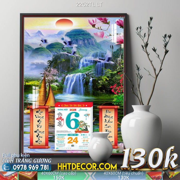 Lịch tết tranh lụa 3d canvas-2262TL LT