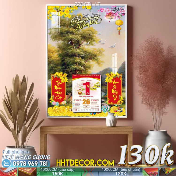 Lịch tết tranh lụa 3d canvas-2266TL LT